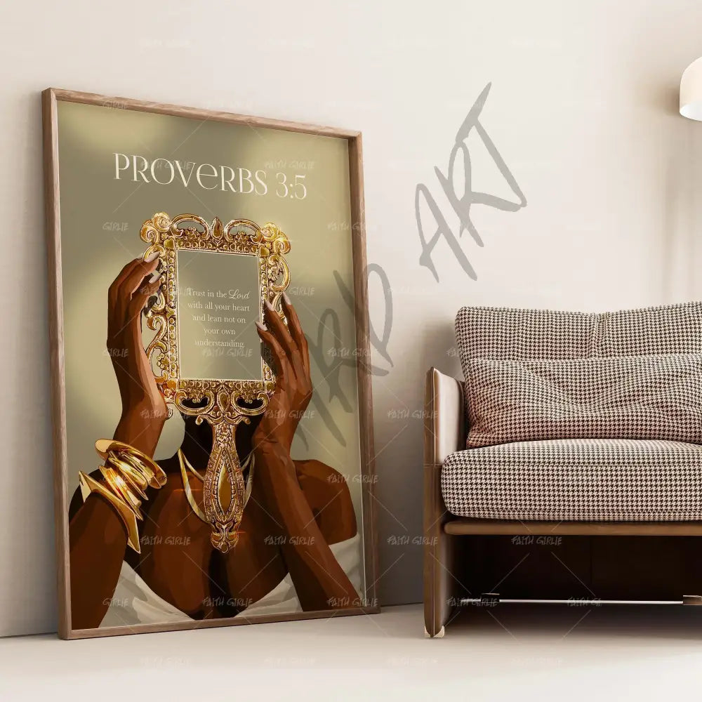 Proverbs 3:5-wall art print featuring decorative artistic design suitable for living rooms, offices, and schools by Faith Girlie. Elevate your space with faith-inspired wall art designed to bring peace, purpose, and beauty into your home. At Faith Girlie, each piece is thoughtfully created to inspire reflection, strengthen faith, and celebrate a life grounded in God’s word.