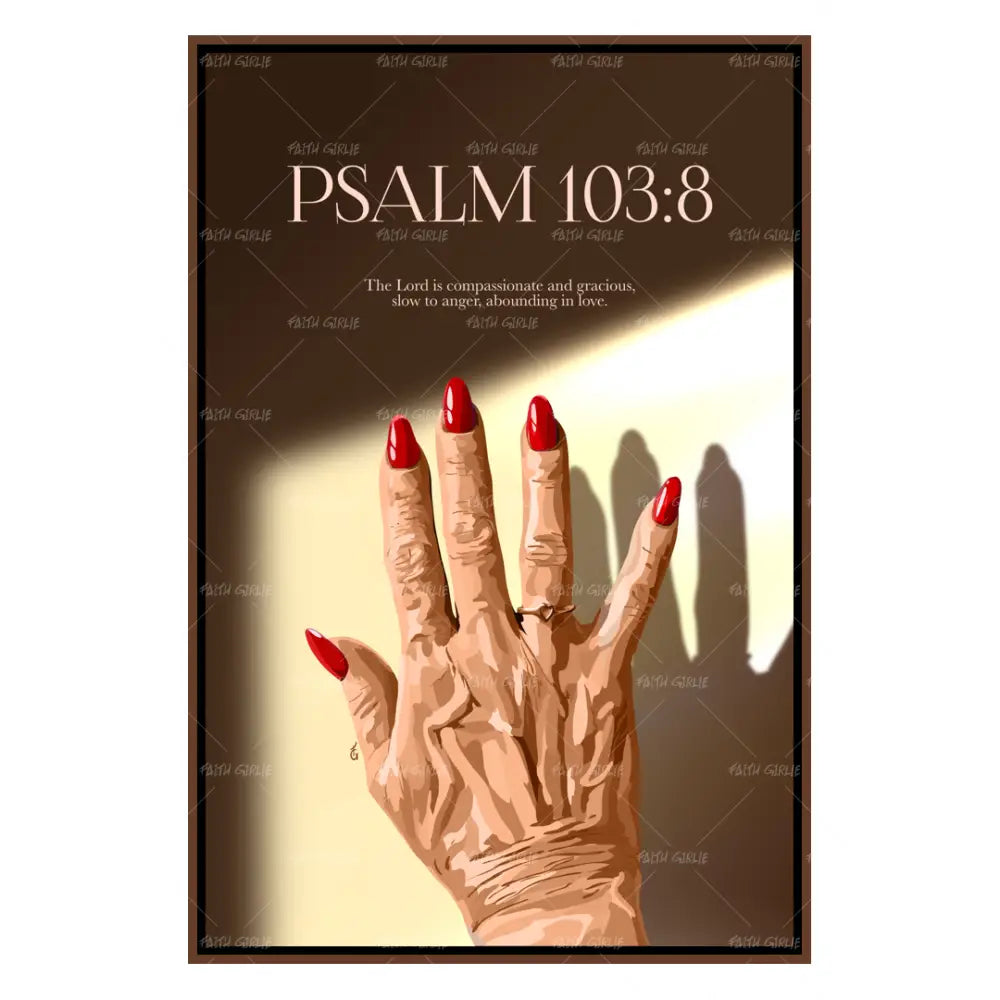 Psalm 103:8- Bible verse wall art and Christian wall art by Faith Girlie featuring faith-inspired designs, uplifting Scripture, and modern Christian home decor. Perfect for Christian living room decor, bedroom decor, office decor, prayer room decor, and meaningful Christian gifts for women and families.-Faith Girlie