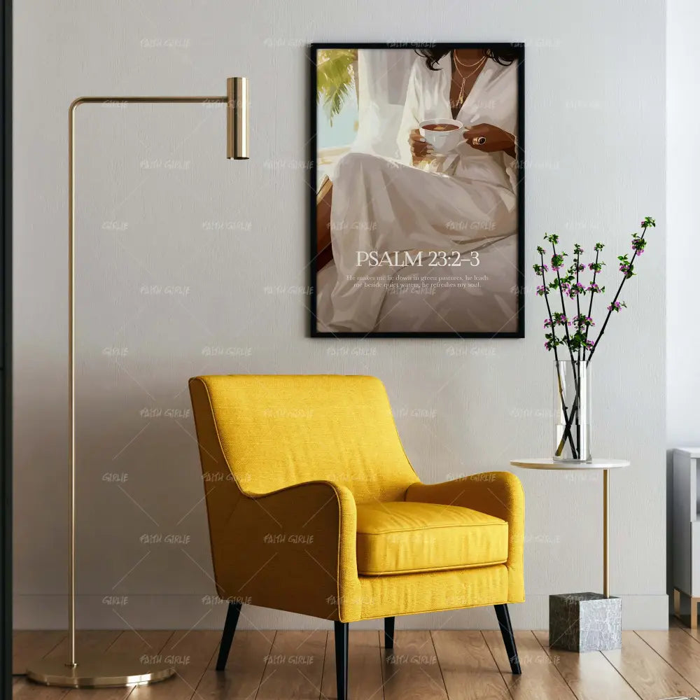 Psalm 23:2-3- Bible verse wall art and Christian wall art by Faith Girlie featuring faith-inspired designs, uplifting Scripture, and modern Christian home decor. Perfect for Christian living room decor, bedroom decor, office decor, prayer room decor, and meaningful Christian gifts for women and families.-Faith Girlie