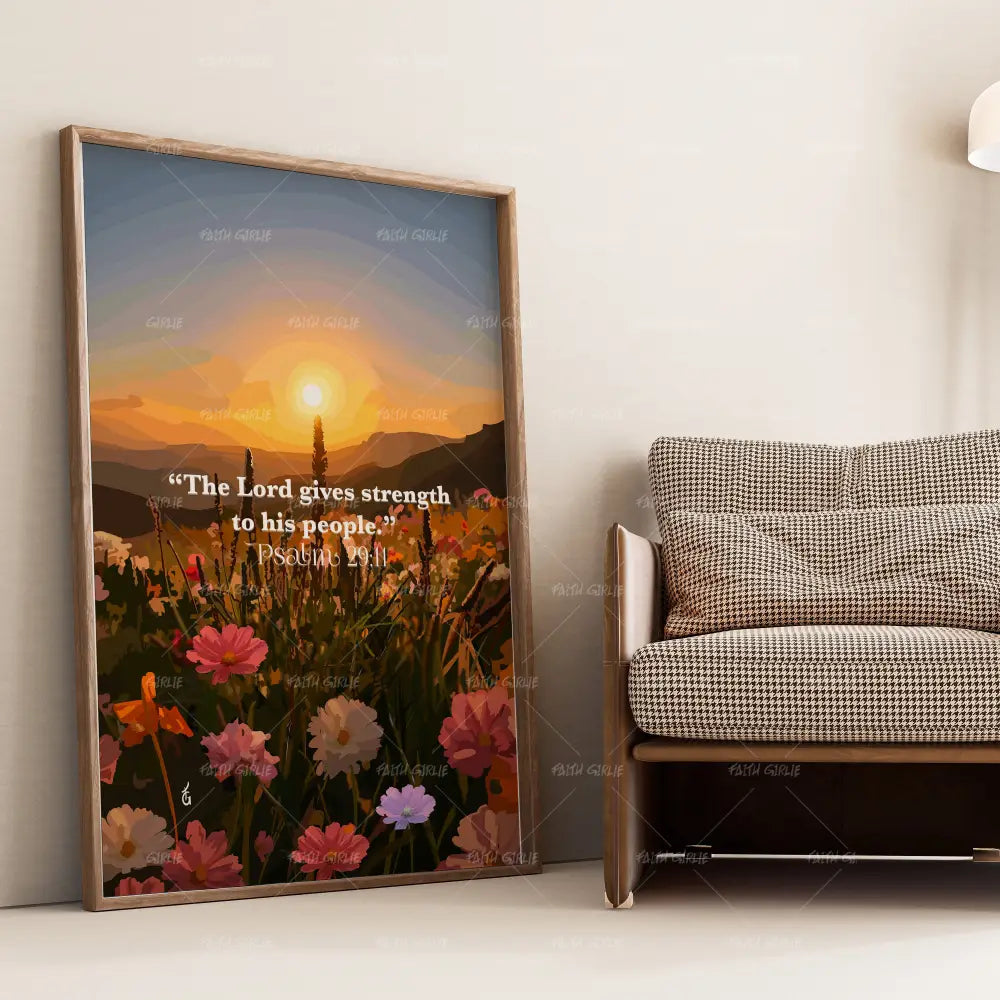 Psalm 29:11- Bible verse wall art and Christian wall art by Faith Girlie featuring faith-inspired designs, uplifting Scripture, and modern Christian home decor. Perfect for Christian living room decor, bedroom decor, office decor, prayer room decor, and meaningful Christian gifts for women and families.-Faith Girlie