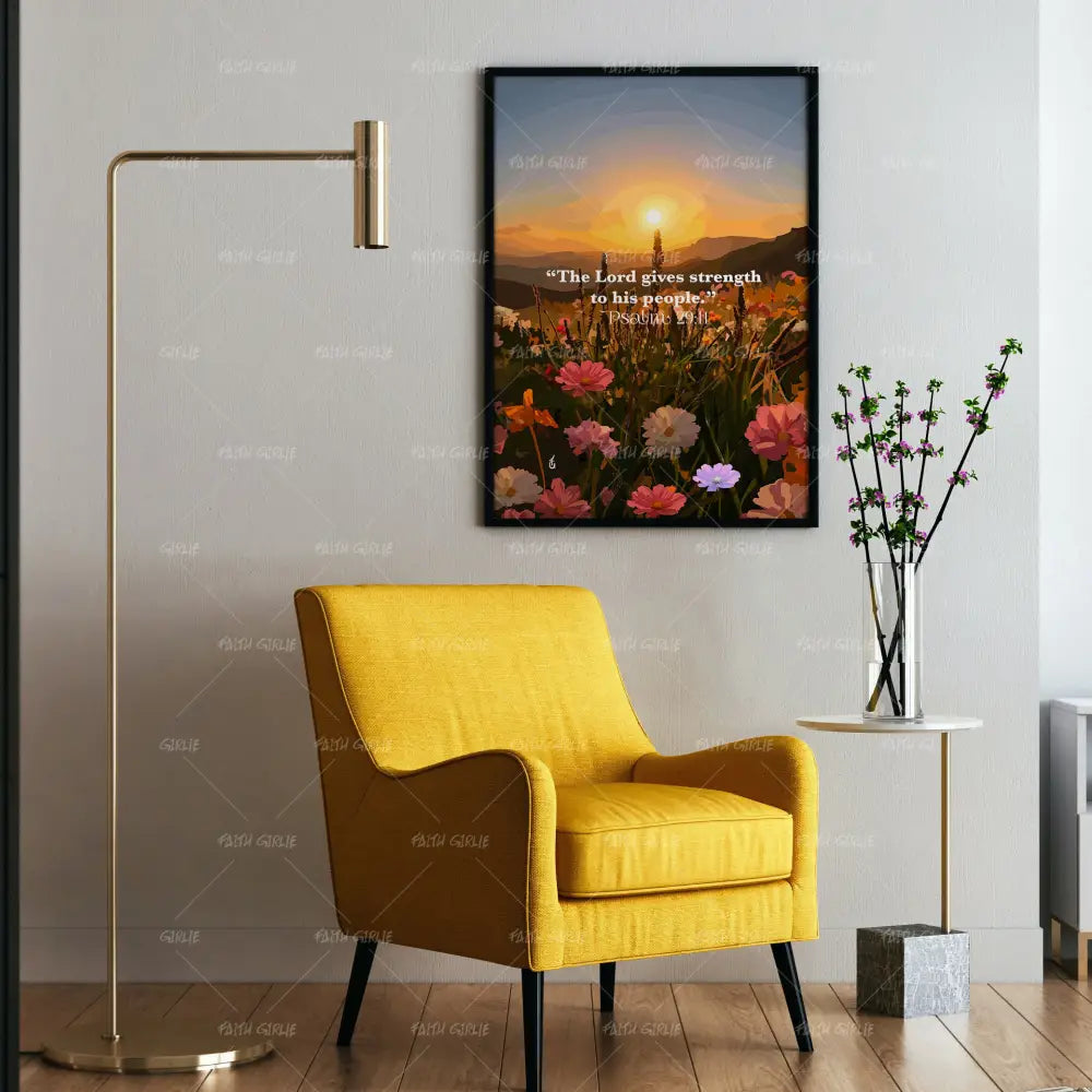 Psalm 29:11- Bible verse wall art and Christian wall art by Faith Girlie featuring faith-inspired designs, uplifting Scripture, and modern Christian home decor. Perfect for Christian living room decor, bedroom decor, office decor, prayer room decor, and meaningful Christian gifts for women and families.-Faith Girlie