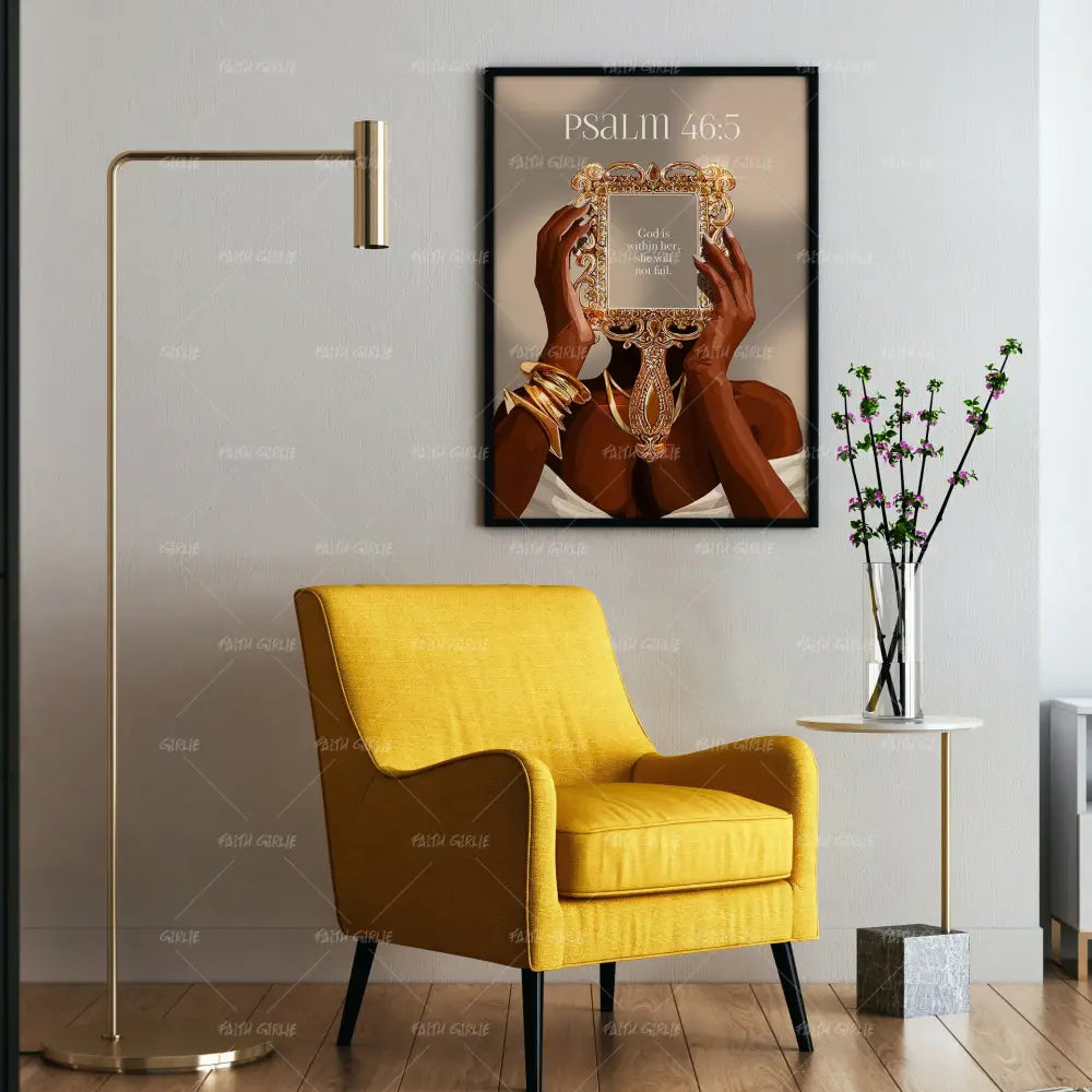Psalm 46:5- Bible verse wall art and Christian wall art by Faith Girlie featuring faith-inspired designs, uplifting Scripture, and modern Christian home decor. Perfect for Christian living room decor, bedroom decor, office decor, prayer room decor, and meaningful Christian gifts for women and families.-Faith Girlie