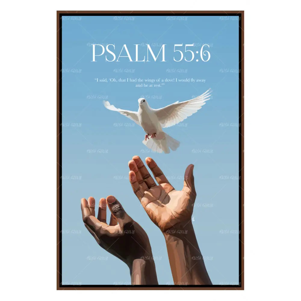 Psalm 55:6-wall art print featuring decorative artistic design suitable for living rooms, offices, and schools by Faith Girlie. Elevate your space with faith-inspired wall art designed to bring peace, purpose, and beauty into your home. At Faith Girlie, each piece is thoughtfully created to inspire reflection, strengthen faith, and celebrate a life grounded in God’s word.