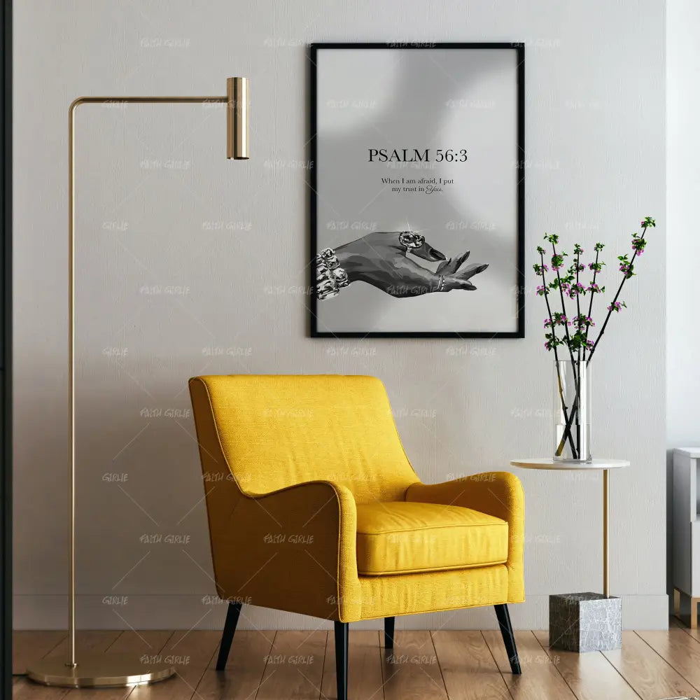 Psalm 56:3 B&W- Bible verse wall art and Christian wall art by Faith Girlie featuring faith-inspired designs, uplifting Scripture, and modern Christian home decor. Perfect for Christian living room decor, bedroom decor, office decor, prayer room decor, and meaningful Christian gifts for women and families.-Faith Girlie