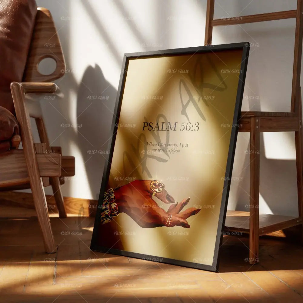 Psalm 56:3-wall art print featuring decorative artistic design suitable for living rooms, offices, and schools by Faith Girlie. Elevate your space with faith-inspired wall art designed to bring peace, purpose, and beauty into your home. At Faith Girlie, each piece is thoughtfully created to inspire reflection, strengthen faith, and celebrate a life grounded in God’s word.