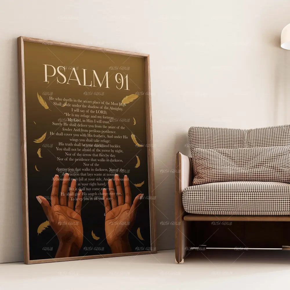 Psalm 91-wall art print featuring decorative artistic design suitable for living rooms, offices, and schools by Faith Girlie. Elevate your space with faith-inspired wall art designed to bring peace, purpose, and beauty into your home. At Faith Girlie, each piece is thoughtfully created to inspire reflection, strengthen faith, and celebrate a life grounded in God’s word.