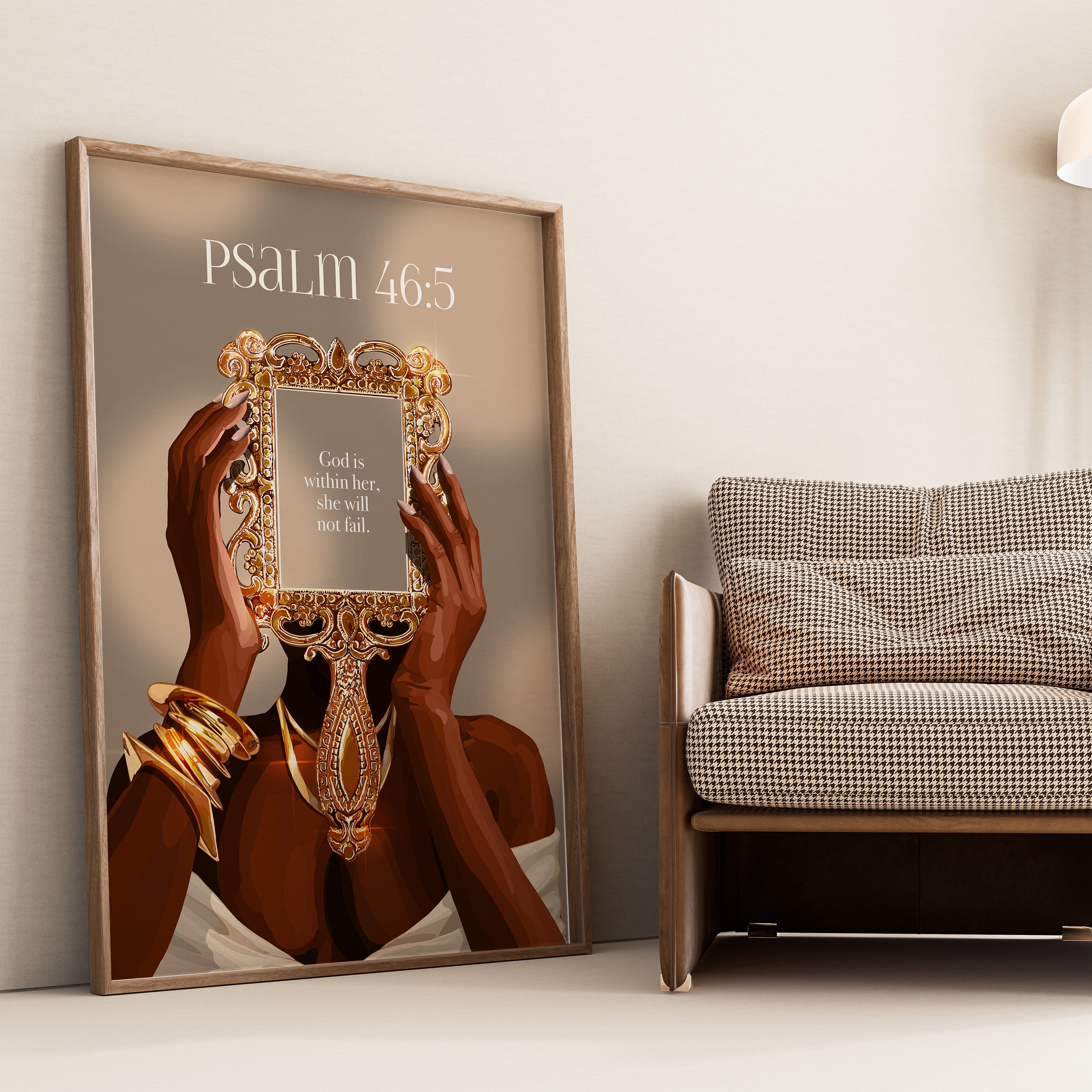 Psalm 46:5- Bible verse wall art and Christian wall art by Faith Girlie featuring faith-inspired designs, uplifting Scripture, and modern Christian home decor. Perfect for Christian living room decor, bedroom decor, office decor, prayer room decor, and meaningful Christian gifts for women and families.-Faith Girlie