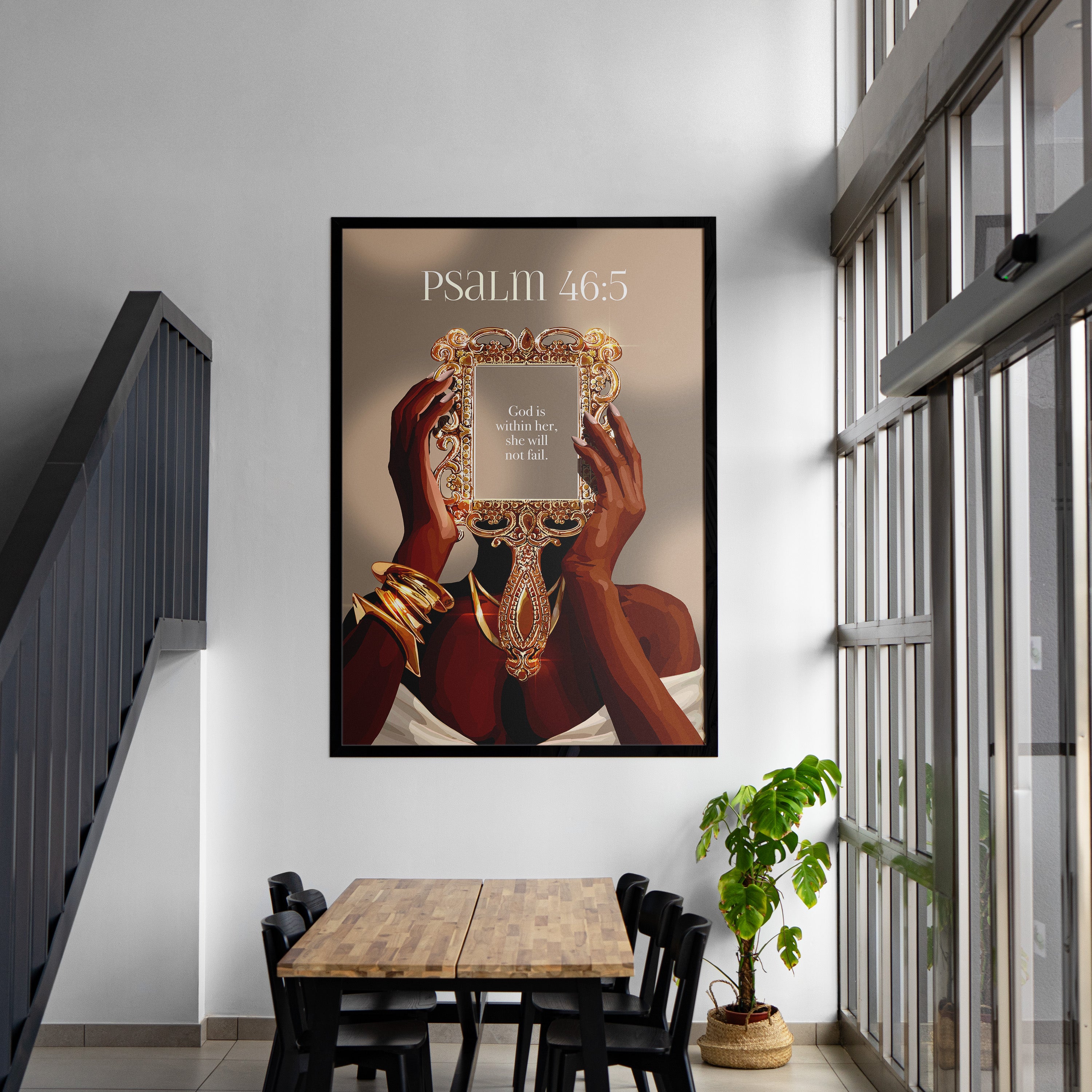 Psalm 46:5- Bible verse wall art and Christian wall art by Faith Girlie featuring faith-inspired designs, uplifting Scripture, and modern Christian home decor. Perfect for Christian living room decor, bedroom decor, office decor, prayer room decor, and meaningful Christian gifts for women and families.-Faith Girlie
