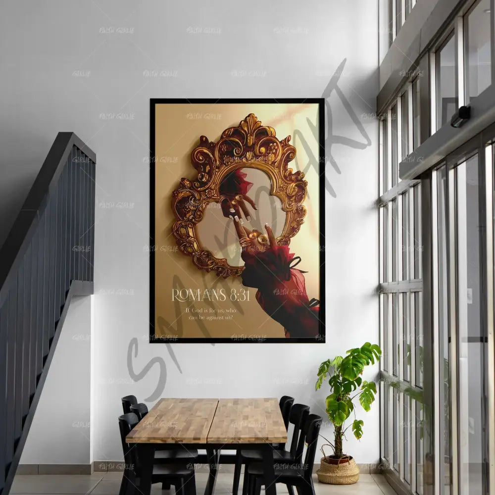 Romans 8:31- Bible verse wall art and Christian wall art by Faith Girlie featuring faith-inspired designs, uplifting Scripture, and modern Christian home decor. Perfect for Christian living room decor, bedroom decor, office decor, prayer room decor, and meaningful Christian gifts for women and families.-Faith Girlie