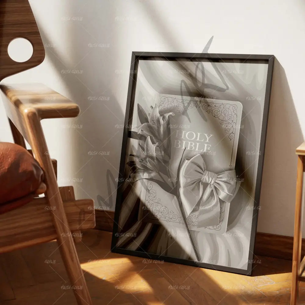 Sacred & Still B&W- Bible verse wall art and Christian wall art by Faith Girlie featuring faith-inspired designs, uplifting Scripture, and modern Christian home decor. Perfect for Christian living room decor, bedroom decor, office decor, prayer room decor, and meaningful Christian gifts for women and families.-Faith Girlie