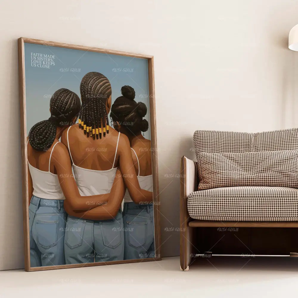 Sisters In The Son- Bible verse wall art and Christian wall art by Faith Girlie featuring faith-inspired designs, uplifting Scripture, and modern Christian home decor. Perfect for Christian living room decor, bedroom decor, office decor, prayer room decor, and meaningful Christian gifts for women and families.-Faith Girlie