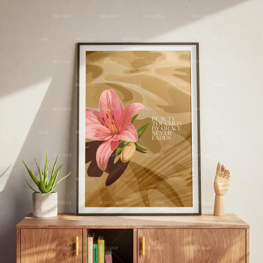 Touched by Grace- Bible verse wall art and Christian wall art by Faith Girlie featuring faith-inspired designs, uplifting Scripture, and modern Christian home decor. Perfect for Christian living room decor, bedroom decor, office decor, prayer room decor, and meaningful Christian gifts for women and families.-Faith Girlie